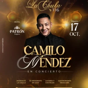 Camilo Mendez en concierto en La Chula 116-17 de octubre de 2026