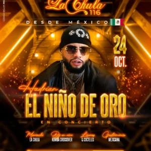 Hadrian El Niño de Oro en Concierto - 24 Oct. La Chula 116 - Mesa Plata 99 Piso 2 (6 Pax)
